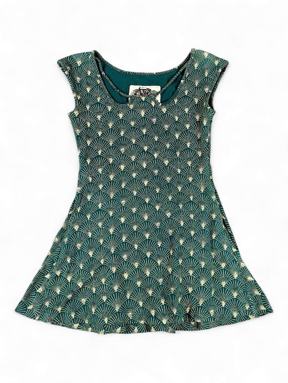 Effie's Heart Teal Art Deco Fit & Flare Mini Dress S